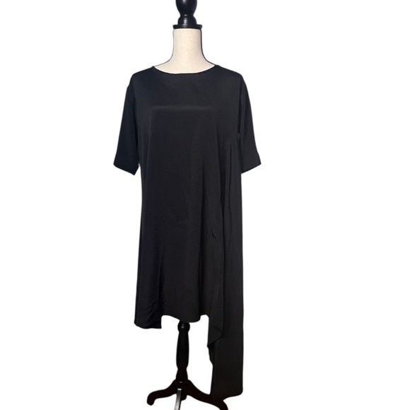 Mimu Maxi Assimetric Left Side Length Black Short Sleeve With Cuff Dress Used - Picture 1 of 6